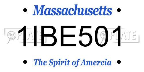 1IBE501 Massachusetts License Plate