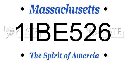 1IBE526 Massachusetts License Plate