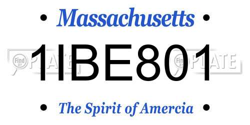 1IBE801 Massachusetts License Plate