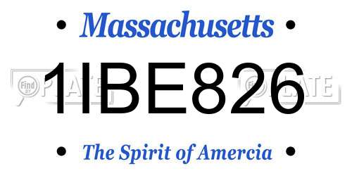1IBE826 Massachusetts License Plate
