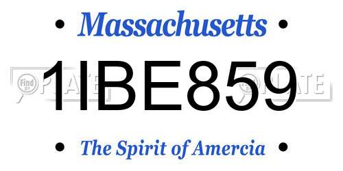 1IBE859 Massachusetts License Plate