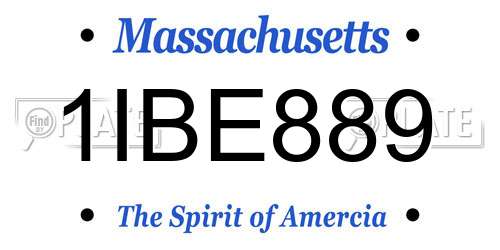 1IBE889 Massachusetts License Plate