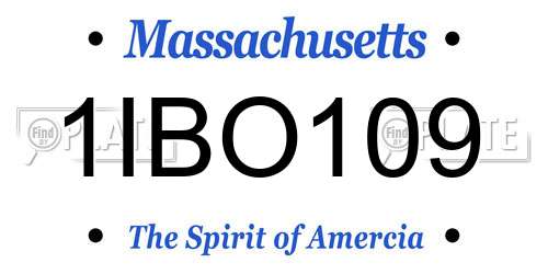 1IBO109 Massachusetts License Plate