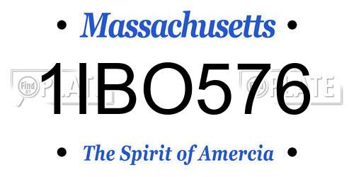 1IBO576 Massachusetts License Plate