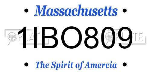 1IBO809 Massachusetts License Plate