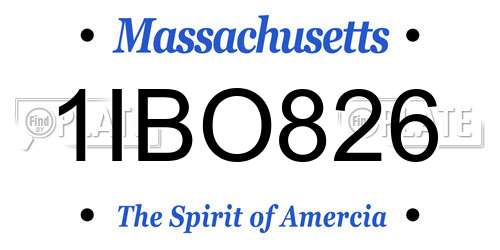 1IBO826 Massachusetts License Plate