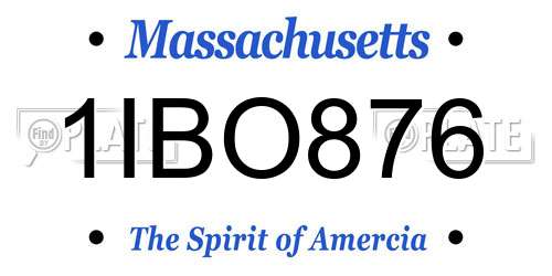 1IBO876 Massachusetts License Plate