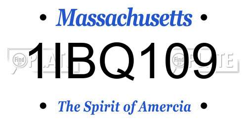 1IBQ109 Massachusetts License Plate