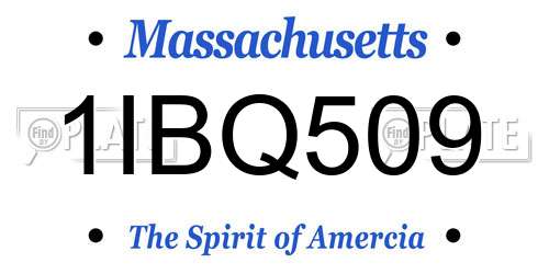 1IBQ509 Massachusetts License Plate