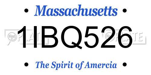 1IBQ526 Massachusetts License Plate
