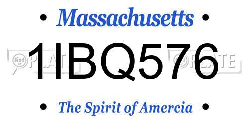 1IBQ576 Massachusetts License Plate