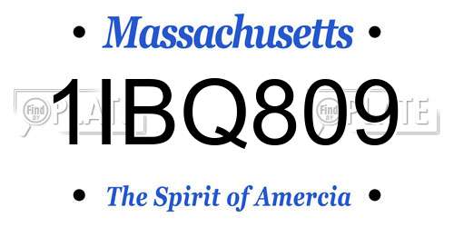 1IBQ809 Massachusetts License Plate