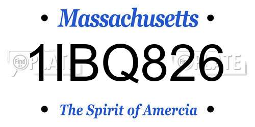 1IBQ826 Massachusetts License Plate