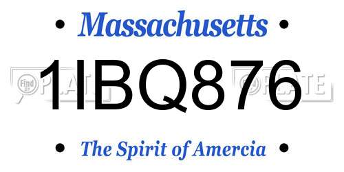1IBQ876 Massachusetts License Plate
