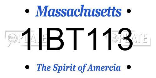 1IBT113 Massachusetts License Plate