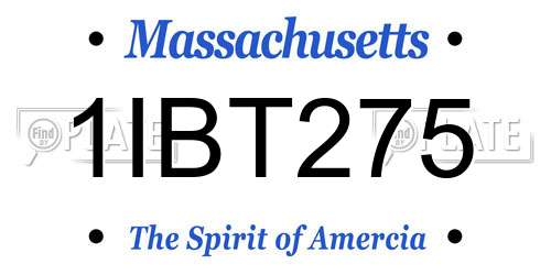1IBT275 Massachusetts License Plate
