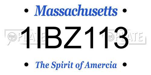 1IBZ113 Massachusetts License Plate