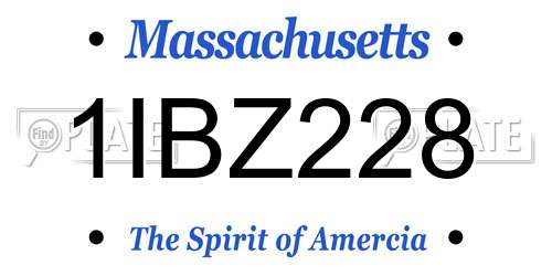 1IBZ228 Massachusetts License Plate