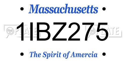 1IBZ275 Massachusetts License Plate