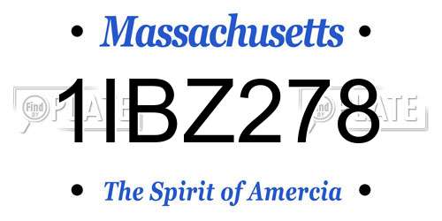1IBZ278 Massachusetts License Plate