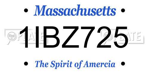 1IBZ725 Massachusetts License Plate
