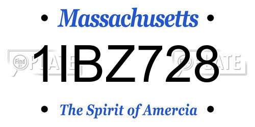 1IBZ728 Massachusetts License Plate