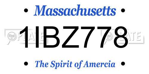 1IBZ778 Massachusetts License Plate