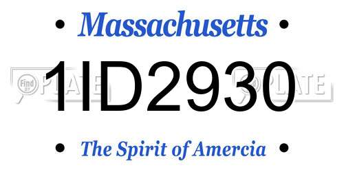 1ID2930 Massachusetts License Plate