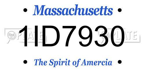 1ID7930 Massachusetts License Plate