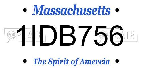 1IDB756 Massachusetts License Plate