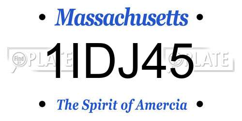 1IDJ45 Massachusetts License Plate