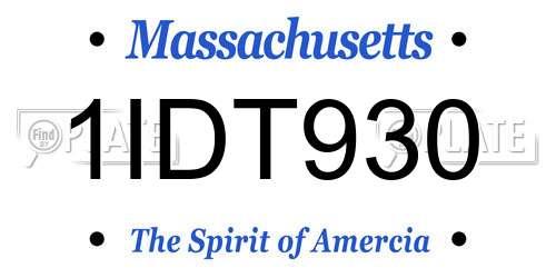 1IDT930 Massachusetts License Plate
