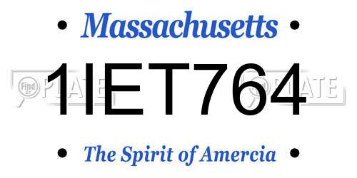 1IET764 Massachusetts License Plate