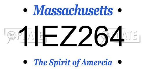 1IEZ264 Massachusetts License Plate