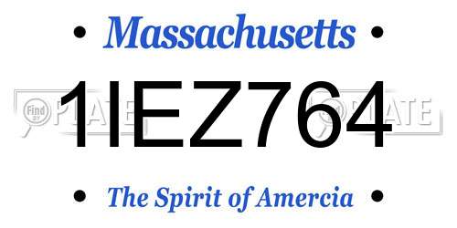 1IEZ764 Massachusetts License Plate