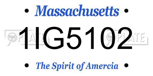 1IG5102 Massachusetts License Plate