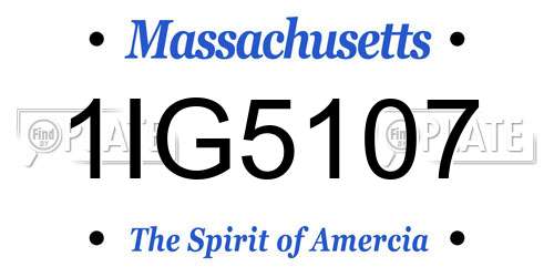 1IG5107 Massachusetts License Plate