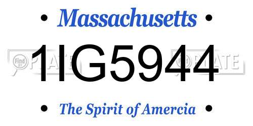 1IG5944 Massachusetts License Plate
