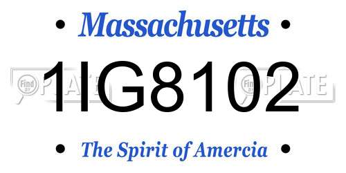 1IG8102 Massachusetts License Plate