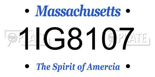 1IG8107 Massachusetts License Plate