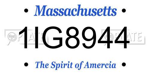 1IG8944 Massachusetts License Plate