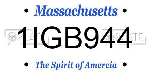 1IGB944 Massachusetts License Plate