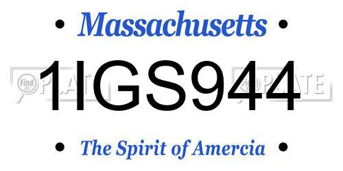 1IGS944 Massachusetts License Plate
