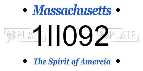 1II092 Massachusetts License Plate