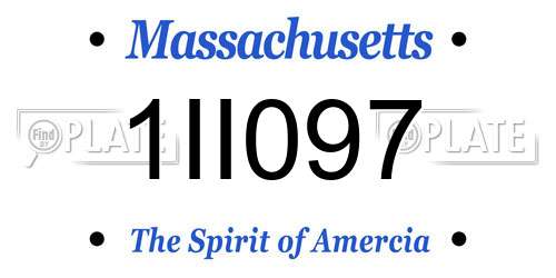 1II097 Massachusetts License Plate