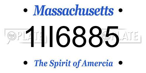 1II6885 Massachusetts License Plate