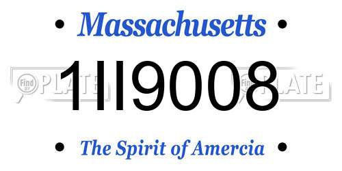 1II9008 Massachusetts License Plate