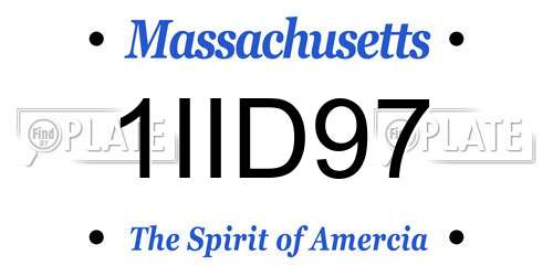 1IID97 Massachusetts License Plate