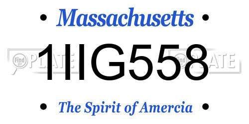1IIG558 Massachusetts License Plate