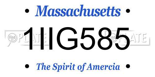 1IIG585 Massachusetts License Plate